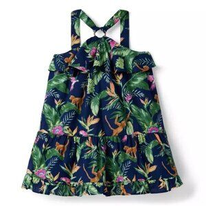 NWOT Janie and Jack Tropical Jungle Ruffle Halter Dress, Size 7